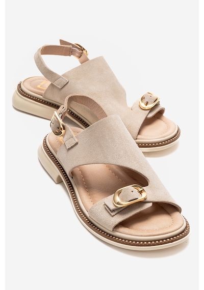 Luvishoes Cruel Bej Süet Hakiki Deri Kadın Sandalet