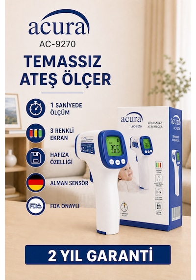Acura Ac-9270 Yeni Tasarım Fda Onaylı, Alman Sensörlü Temassız Ateş Ölçer