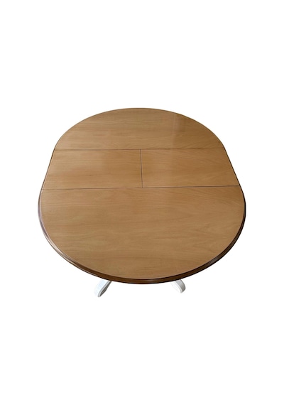 Lindon Baba Ayak Yuvarlak Açılır Masa 110x110 Beyaz - Ceviz