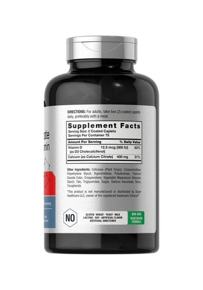 Petite Calcium Citrate 400 Mg + Vitamin D3 5000 Iu , 150 Coated Caplets