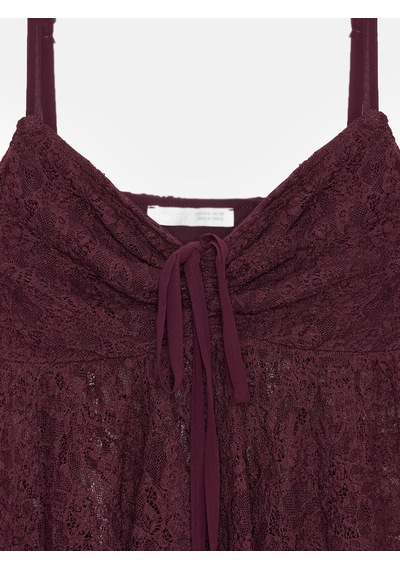 Dilvin 32768 Askılı Dantel Top-bordo