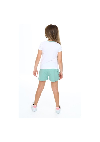 Toontoy Kids Toontoy Kız Çocuk Mucıs Makes Me Happy Baskılı Şortlu Takım Yeşil