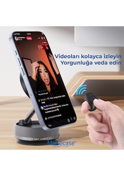 Microcase Tiktok Yüzüğü Bluetooth Akıllı Uzaktan Kumanda Sayfa Çevirici Video Kaydırma Parmağı Şarjlı Kumanda - Al5766 Beyaz