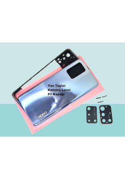 Tkgz - Oppo A74 Full Kasa Arka Kapak Batarya Kapağı - Mavi Çok Renkli