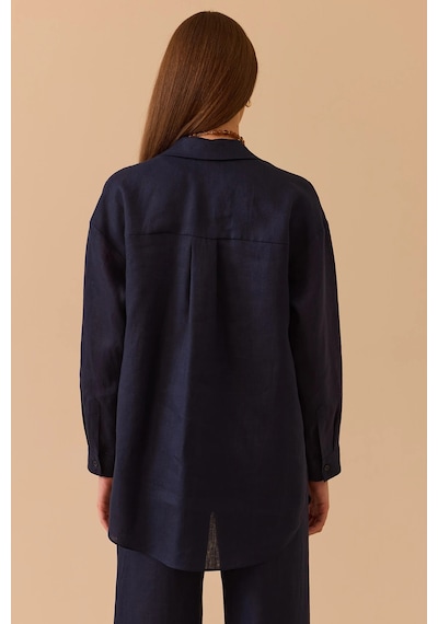 Seçil Kadın Oversize Kesim Gömlek 0036 Lacivert