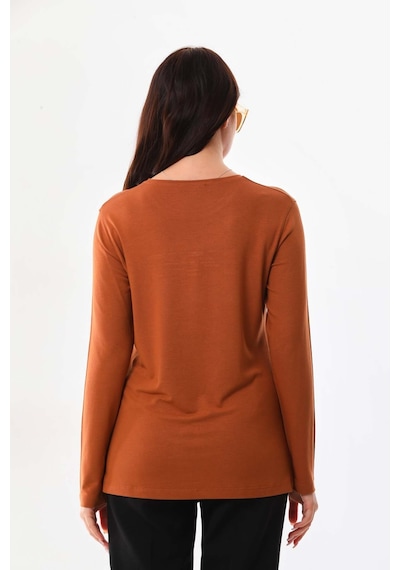 Sistas Kadın Taş Süsleme Detaylı Uzun Kol Bluz 23567 Camel