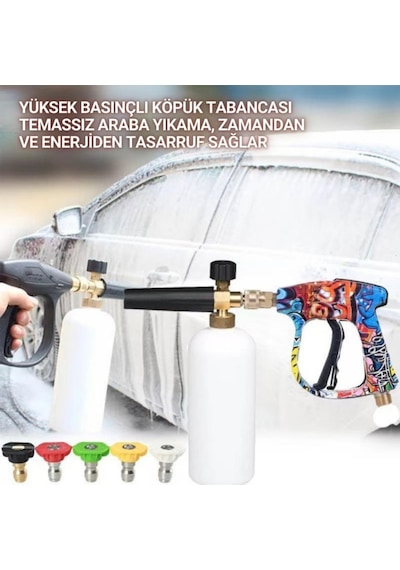 Polham Tüm Bosch Aquatak Serisi İle Uyumlu Basınçlı Yıkama Makineleriyle Uyumlu Profesyonel Araç Yıkama Tabanca Seti Renk