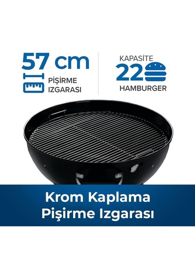 Premium 22 Kömürlü Mangal - 57cm Siyah