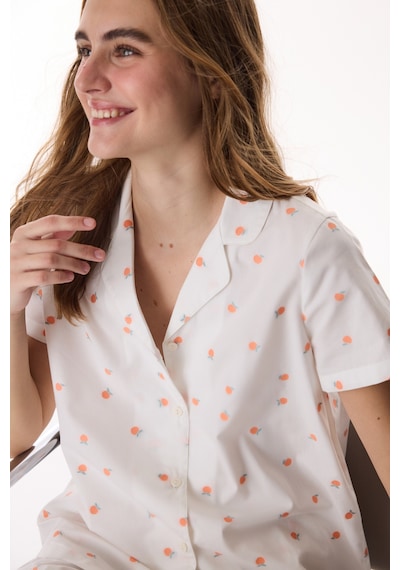 Penti Kırık Beyaz Peach Pamuklu Gömlek Pantolon Pijama Takımı