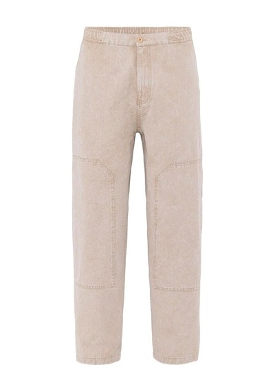 Vamos Yıkamalı Baggy Gabardin Pantolon Bej