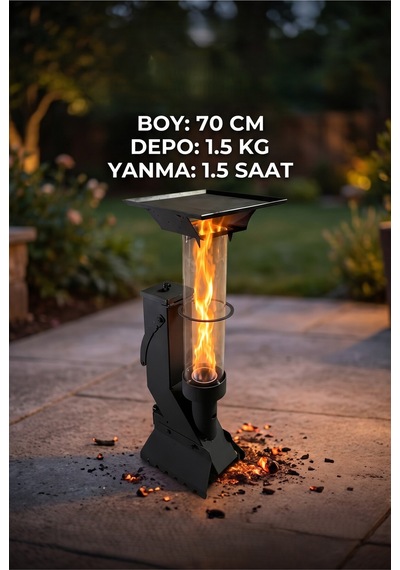 Pratik Mini Kamp Ve Balkon Pelet Sobası 70 Cm - Taşınabilir Dış Mekan Açık Hava Isıtıcısı - 936194571