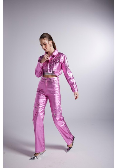 Holly Lolly Varak Kaplama Kargo Cepli Millen Pantolon Pembe