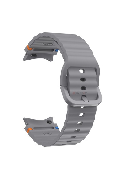 Samsung Galaxy Watch 7 40mm-44mm İle Uyumlu Metal Tokalı Dalgalı Spor Silikon Kordon