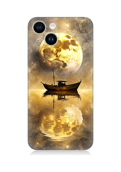 Apple Uyumlu iPhone 14 Ay Ve Tekne Desenli Silikon Kılıf Silikon