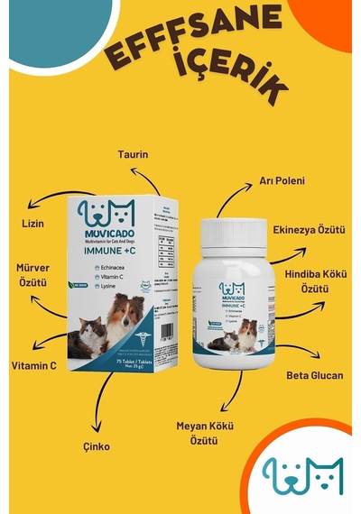 Kedi Ve Köpeklerin Bağışıklık Sistemini Destekleyen Tablet Immune C Vitamin