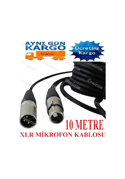 Xlr Mikrofon Kablosu 5034P 10 Metre 3 Pin Ses Microfon Mic Dişi E