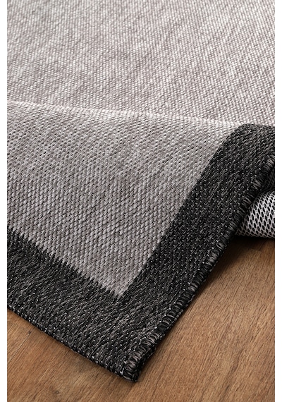 Elit Premium Sisal Jut Halı 1401 Hav Ve Toz Yapmaz Bordürlü Halı Gri-siyah Gri - Siyah