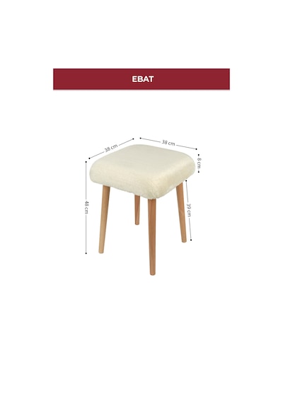 Peluş Kumaşlı Dekoratif Puf, Tabure 5983 Bej