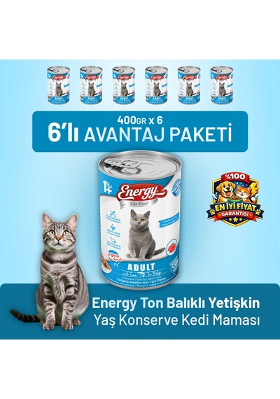 Energy Ton Balıklı Yetişkin Yaş Kedi Maması 400 G - 6 Adet