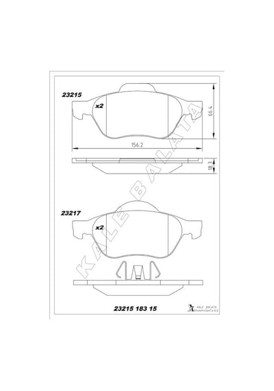 Kale 23215 183 15 Ans Kd13 Ön Fren Balatası Renault Laguna Iı 01 05 Laguna Iıı 07 15 Megane Iı 02 7701206598-7701208183-7701209808 -