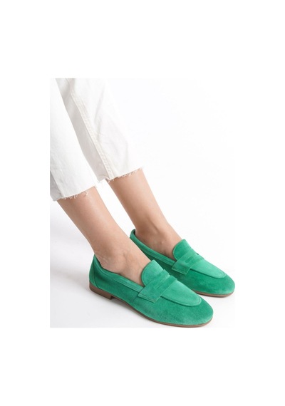Mubiano Hakiki Deri Collection Kadın Süet Loafer & Babet Yeşil -mcmng2103-y Yeşil