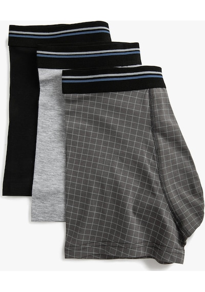 Koton 3'Lü Boxer Seti Ekoseli Pamuklu Gri Desenli 3Slm90039Mk 3Slm90039Mk9D1 Gri