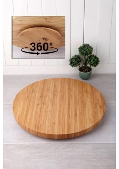 Bambu 30 Cm Yuvarlak Pasta Pizza Sunum Tabağı Kahvaltılık Kahverengi