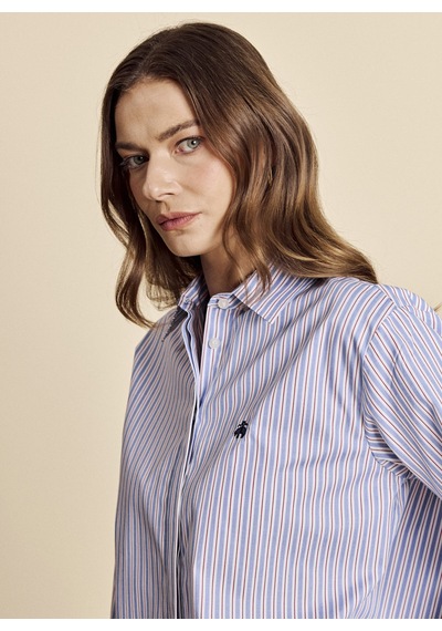 Brooks Brothers Mavi Kadın Regular Fit Çizgili Gömlek Bbfw26fsh004 Kırmızı-mavi
