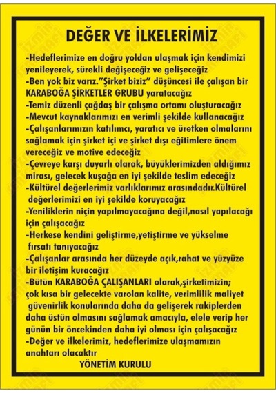 Değer Ve Ilkelerimiz