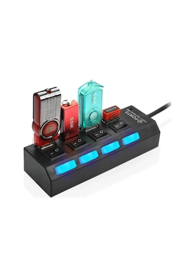 4 Port Usb 2.0 Hub Çoklayıcı Işıklı Usb Çoğaltıcı Switch Port