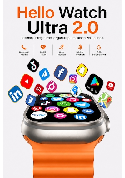 Hello Watch Ultra 2.0 49 MM Akıllı Saat (İthalatçı Garantili)