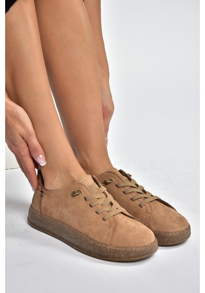 Fox Shoes V999060501 Taba Hakiki Deri Nubuk Kadın Spor Ayakkabı Sneakers Taba-nubuk