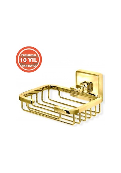 Çelik Banyo Paslanmaz Pirinç Montajlı Tel Sabunluk Kumru Altın 10 Yıl Garantili Gold