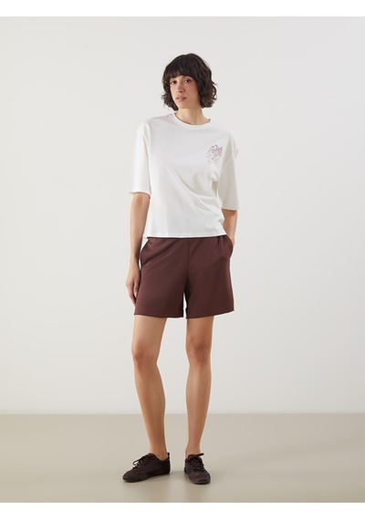 Lcw Vision Kahverengi Beli Lastikli Kadın Şort