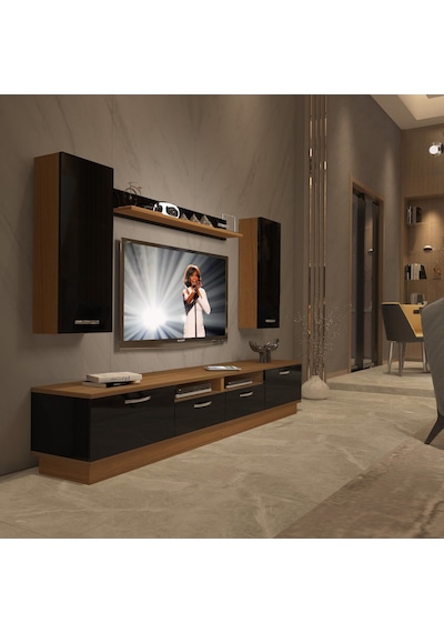Decoraktiv Trendstyle 5220d Slm Tv Ünitesi Tv Sehpası Ceviz - Siyah