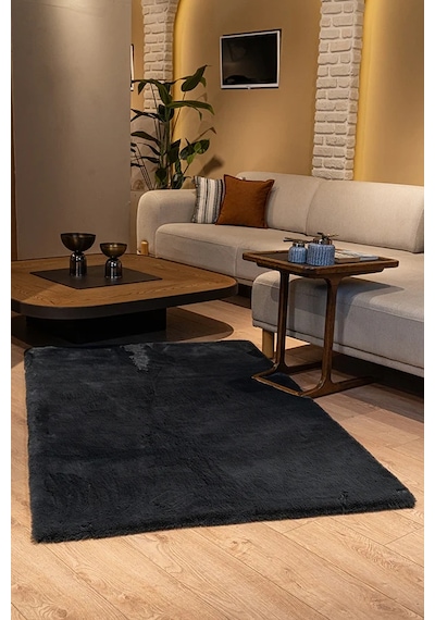 Apex Polo 8706 Antrasit Peluş Düz Şekilli Halı Antrasit