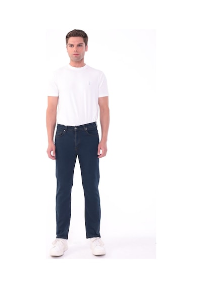 Blayn Jeans Erkek Tint Efekt Diz İzi Yapmayan Pamuklu Esnek Denim Jean Kot Pantolon Regular Kalıp Petrol Mavisi