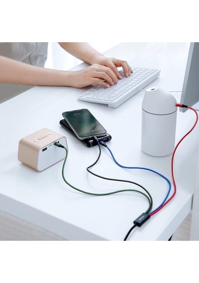 Baseus Fast 4in1 3.5a Hızlı Şarj Kablosu Usb-a Usb-c Lightning Micro Usb Çoklu Şarj Kablosu 1.2m Siyah