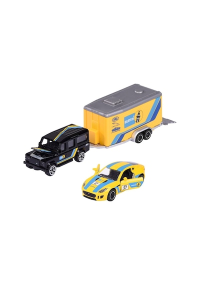 Majorette Race Trailer Land Rover Defender110 + Jaguar F-type