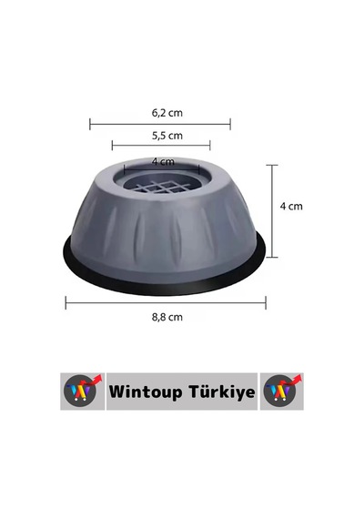 Titreşimönleyici Kaydırmaz Ses Titreşim Önleyici Çamaşır Makinesi Mobilya Sabitleyici Ayak 20 Adet Gri