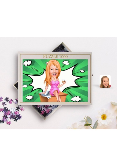 Bk Gift Kişiye Özel Kadın Patron Karikatürlü 1000 Parça Profesyonel Puzzle-7