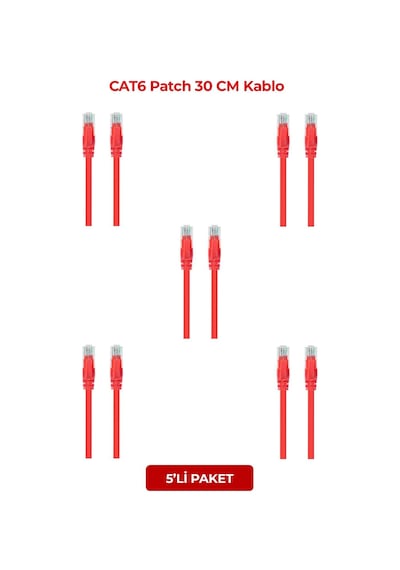 S-lınk Sl-cat6030re Cat6 Patch 30cm Kablo Kırmızı 5li Paket