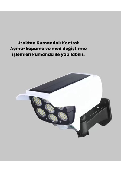 Home Güneş Enerjili Kamera Görünümlü Hareket Sensörlü Led Duvar Lambası Uzaktan Kumandalı Çok Renkli