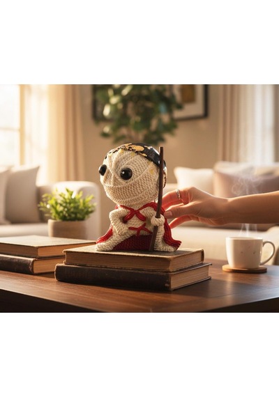 Örgü Tasarımlı Polyester Ninja Voodoo Biblo Savaşçı Figür Dekoratif Obje Genç Odası Hediyelik 18 Cm