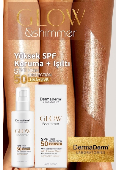 Dermaderm Glow & Shimmer Simli Güneş Kremi SPF50 100 G