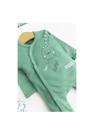 Babymod Dino Figürlü 2'li Uzun Kollu Kız - Erkek Bebek Tulum Takım 001