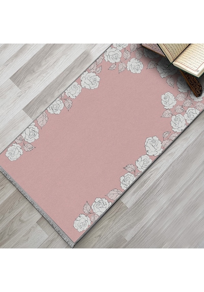 Evaşk Namazlık Dokuma Halı Kaymaz Muslumana Seccade 80 x 130 PEMBE EVAŞK412B66