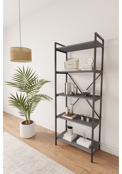 Nilamu Antrasit 65 Cm Kitaplık, Metal Aksamlı, Organizer, Ofis, Ev, 65 170 34 Cm Antrasit Nilamu Antrasit 65 Cm Kitaplık, Metal Aksamlı, Organizer, Ofis, Ev, 65 170 34 Cm Antrasit