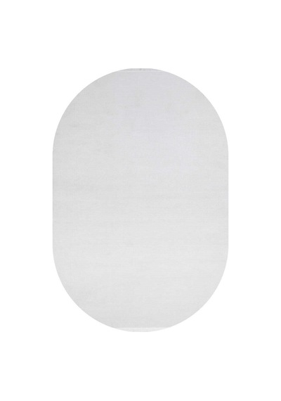 Düz Renk Çizgili Nar Yumuşak Dokulu Akrilik Oval Halı Nr01 Kemik