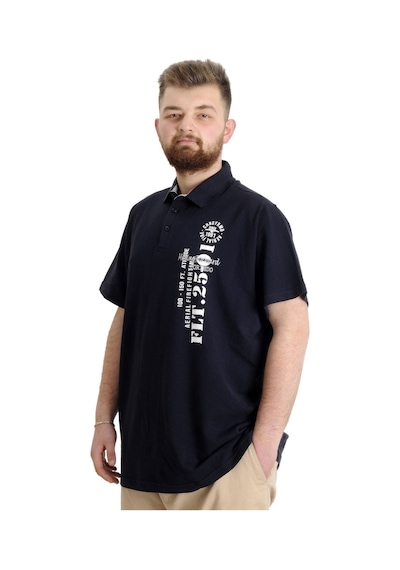 Mode Xl Büyük Beden Erkek T-Shirt Polo Parçalı Flt 23329 Lacivert 001 Mode Xl Büyük Beden Erkek T-Shirt Polo Parçalı Flt 23329 Lacivert 001